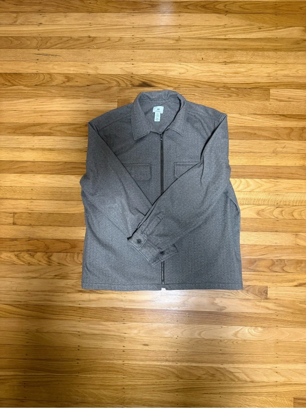 H&M Men's Heather Gray Zip-Up Shirt Jacket